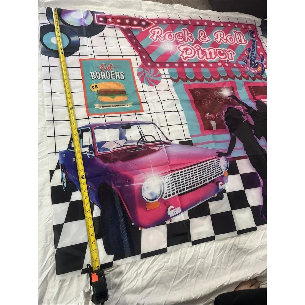 Back to 50s Theme Background Birthday Party Background 4x5 Feet